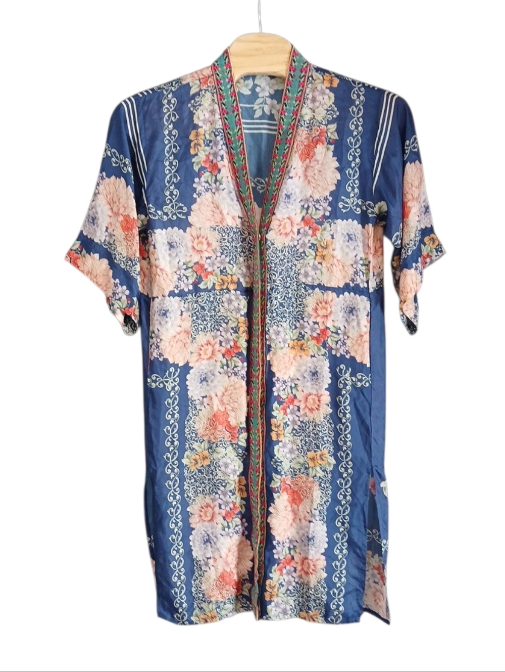 Johnny Was the Blati Silk Floral-Print Kimono Pockets Women XS - Picture 2 of 6